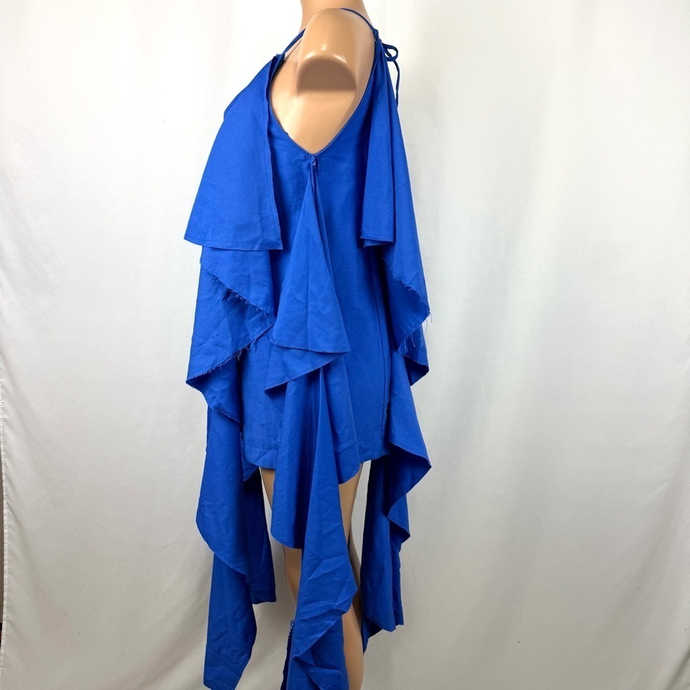 NWT Tisse Brazilian Sz L Royal Blue Mini Dress With Draped Ruffles Boho Grunge - Picture 12 of 16